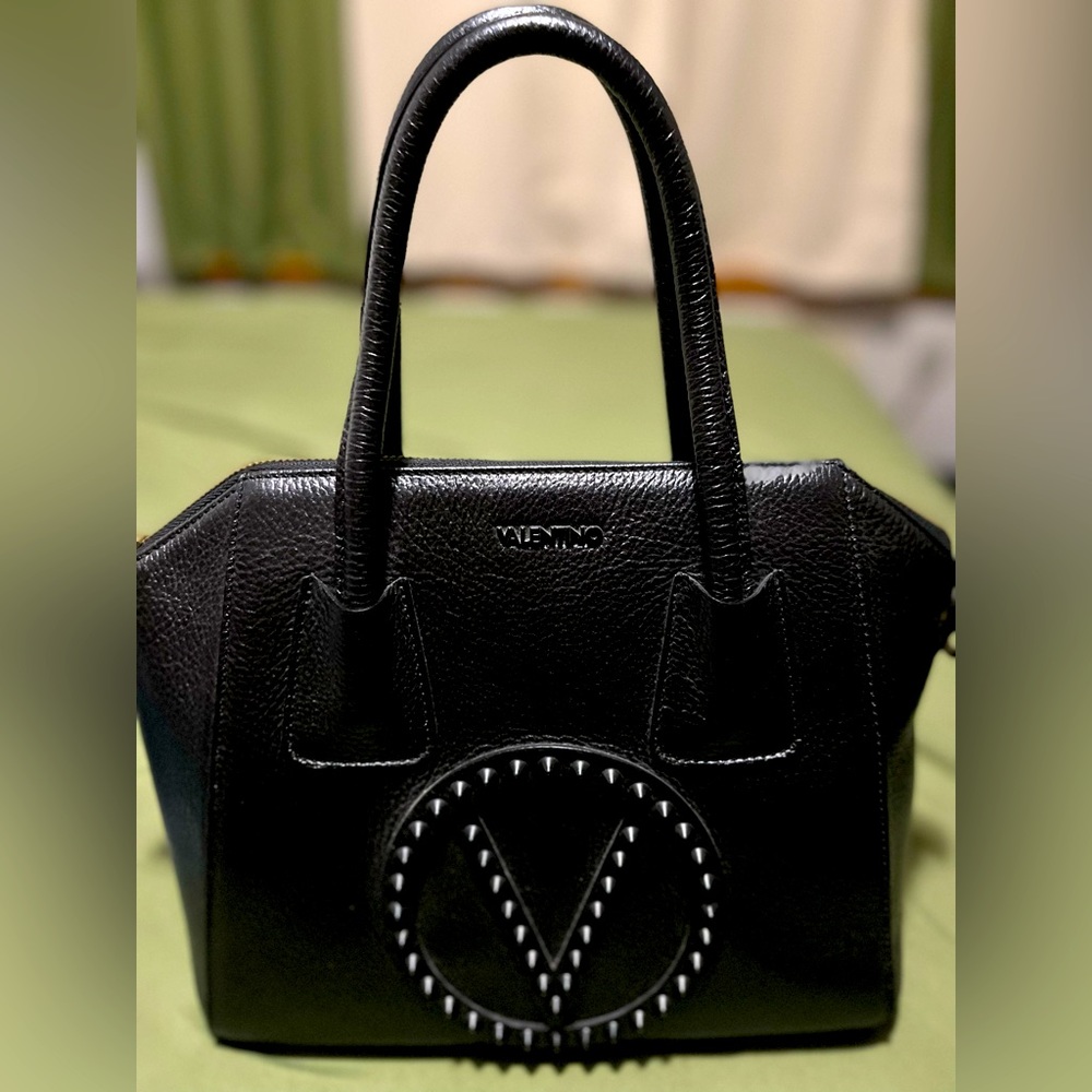 VALENTINO Mario Valentino Minimi Rock Black Studded Hand Crossbody Leather Bag